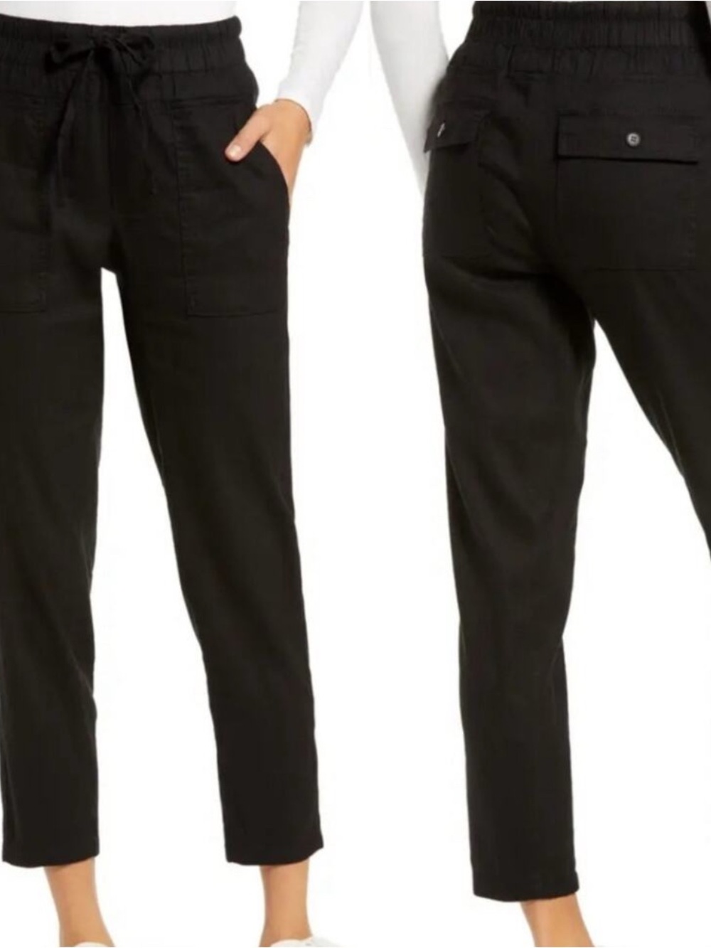Kut from the Kloth Black Cropped Drawstring Utility Pants
